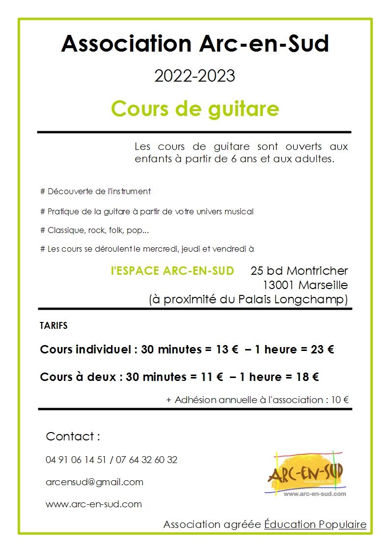 Affiche cours de guitare