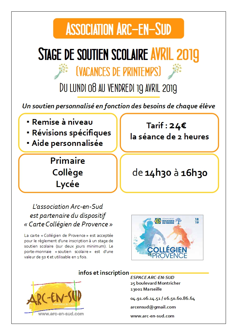 Affiche stage avril 2019