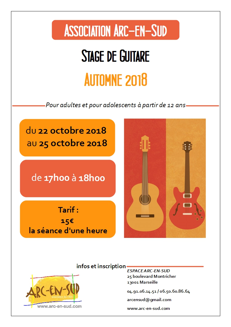 Affiche stage guitare automne 2018